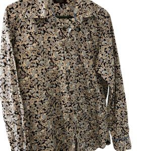 Ted Baker London Black and Blue Floral Button Up Dress Shirt - Size 3